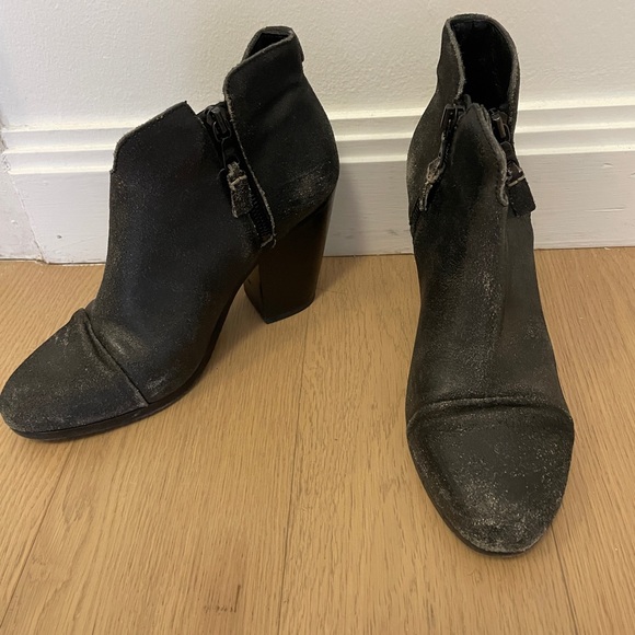 Rag & Bone Brushed Black Leather Booties Sz 7.5/38 - Picture 12 of 15